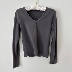 Brandy Melville John Galt Gray Josephine Long Sleeve V-Neck Top